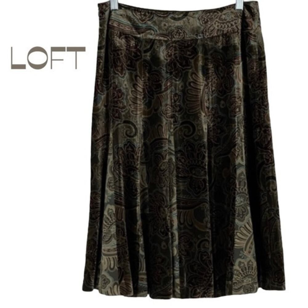LOFT Brown Velvet With Silk Panels Skirt Size 4 WhimsiGoth Cottage